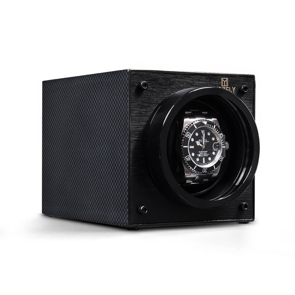 MOZSLY® Black Knight Single Watch Winder -Black Carbon Brazed Piano Paint -- MOZSLY Main image