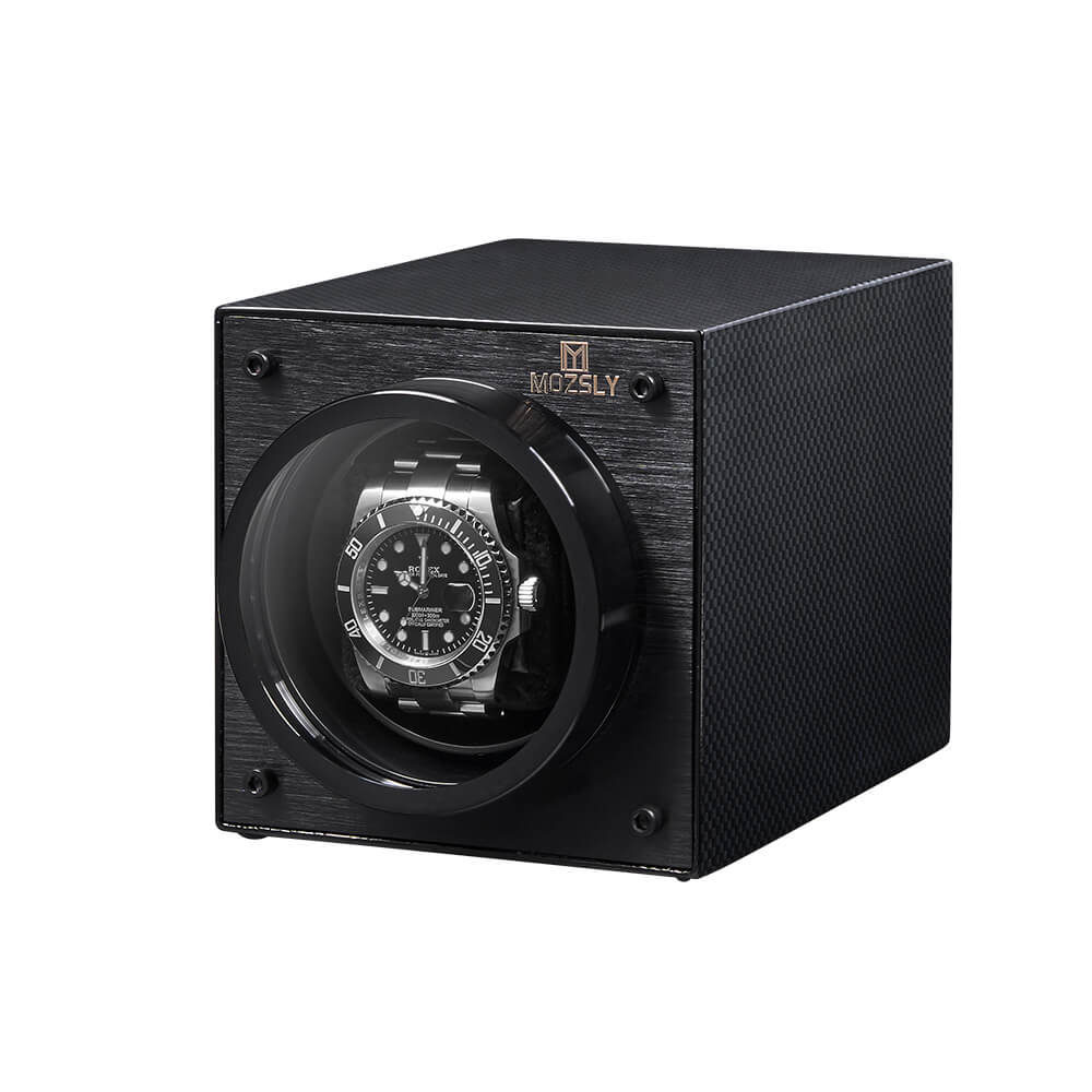 MOZSLY® Black Knight Single Watch Winder -Black Carbon Brazed Piano Paint Secondary image
