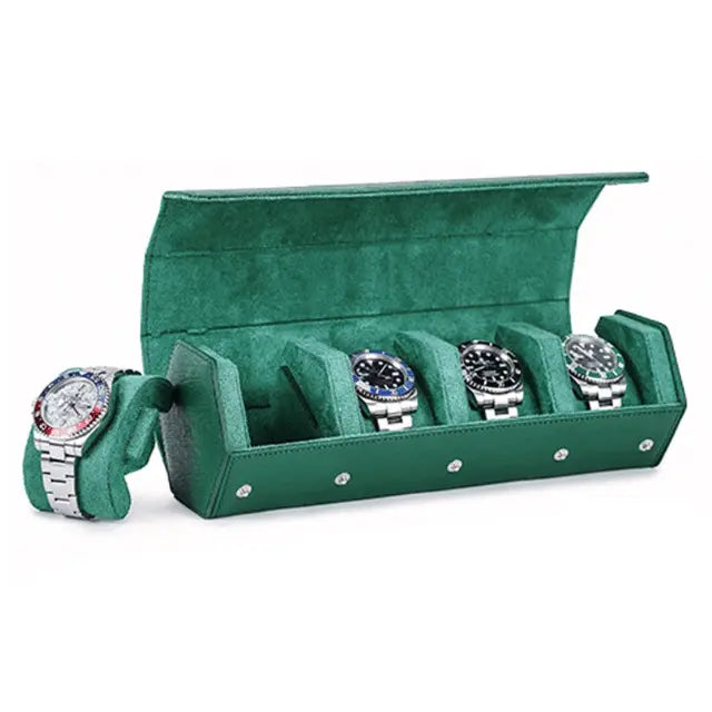 Luxury Man Travel Green Watch Roll-4 Slots-1 Main image