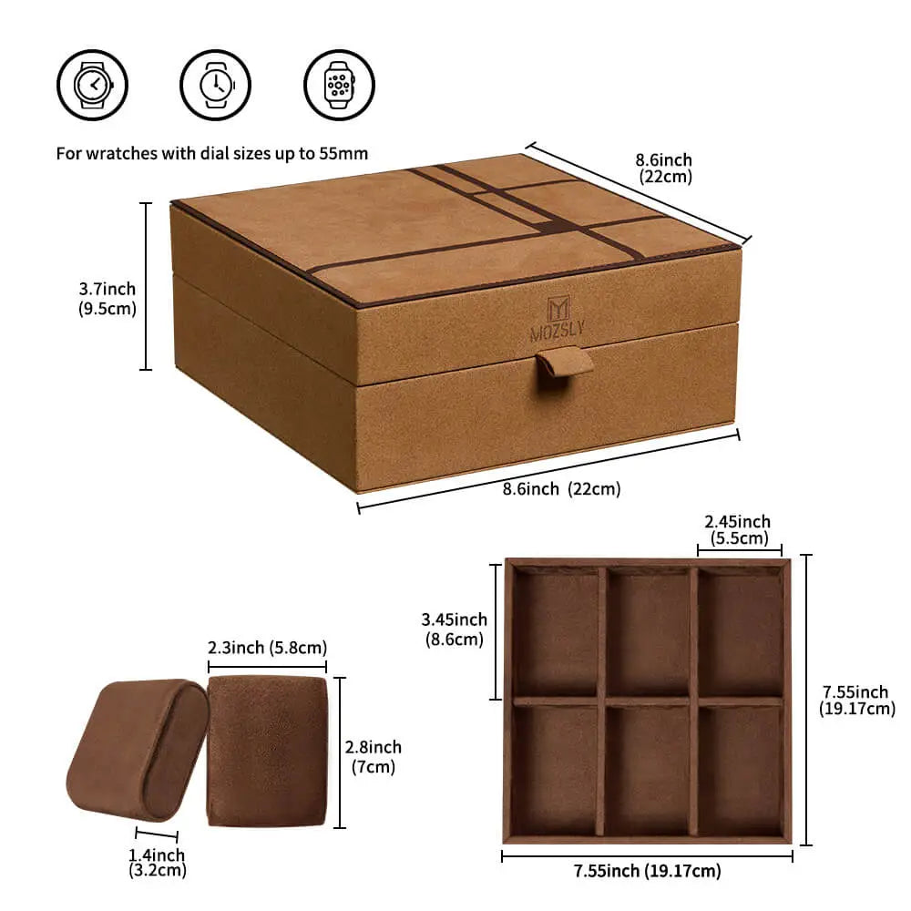 MOZSLY Luxury 6 Watch Storage Box – Bruges Terra Brown (Artist’s Series)_05