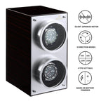 MOZSLY® Double Watch Winder - Red Wood Box Piano Paint -- MOZSLY