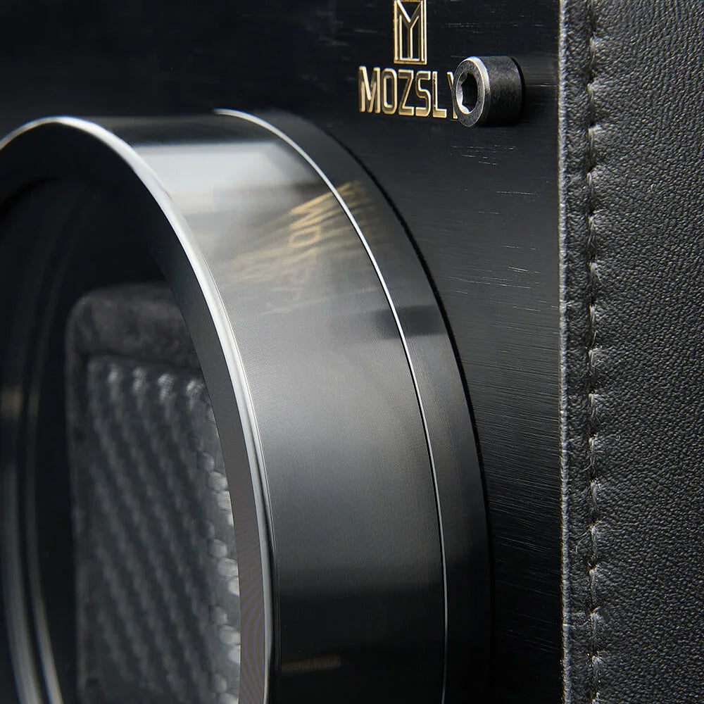 MOZSLY® Black Knight Double Watch Winder - Black Leather_03
