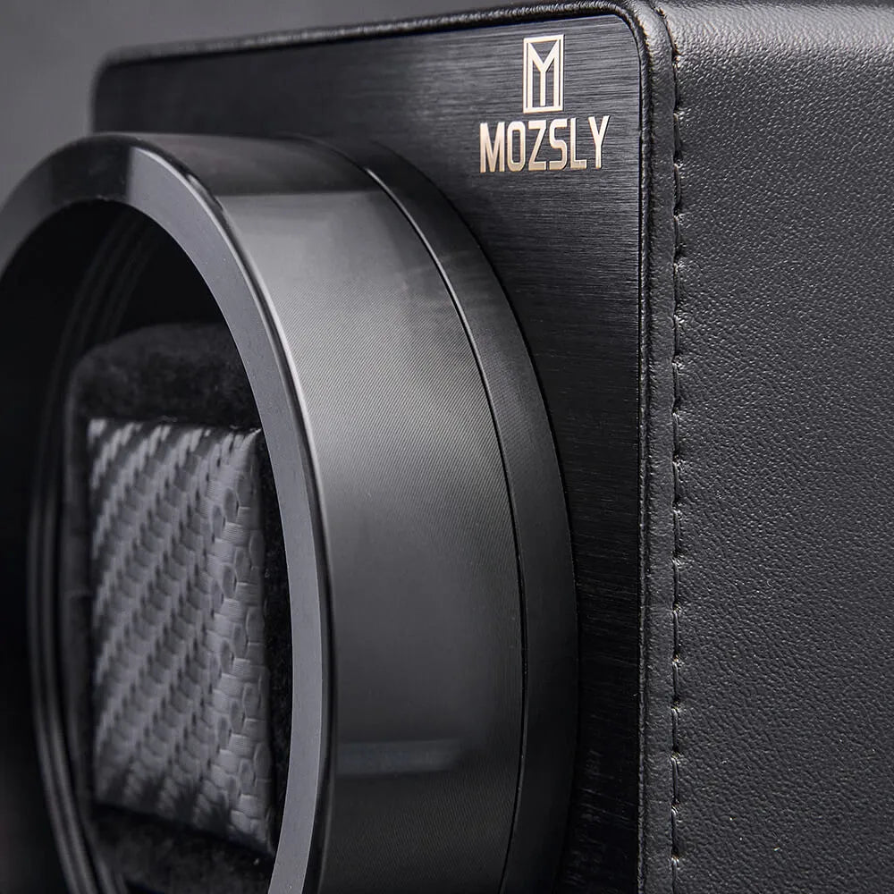 MOZSLY® Black Knight Single Watch Winder - Black Leather -- MOZSLY