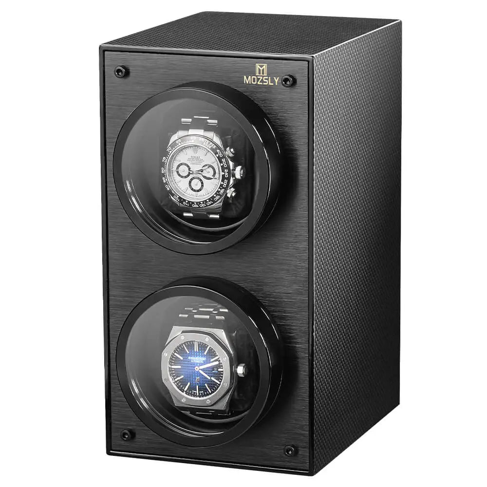 MOZSLY® Black Knight Double Watch Winder -Black Carbon Brazed Piano Paint -- MOZSLY