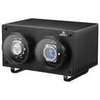 MOZSLY® Black Knight Double Watch Winder - Black Leather -- MOZSLY