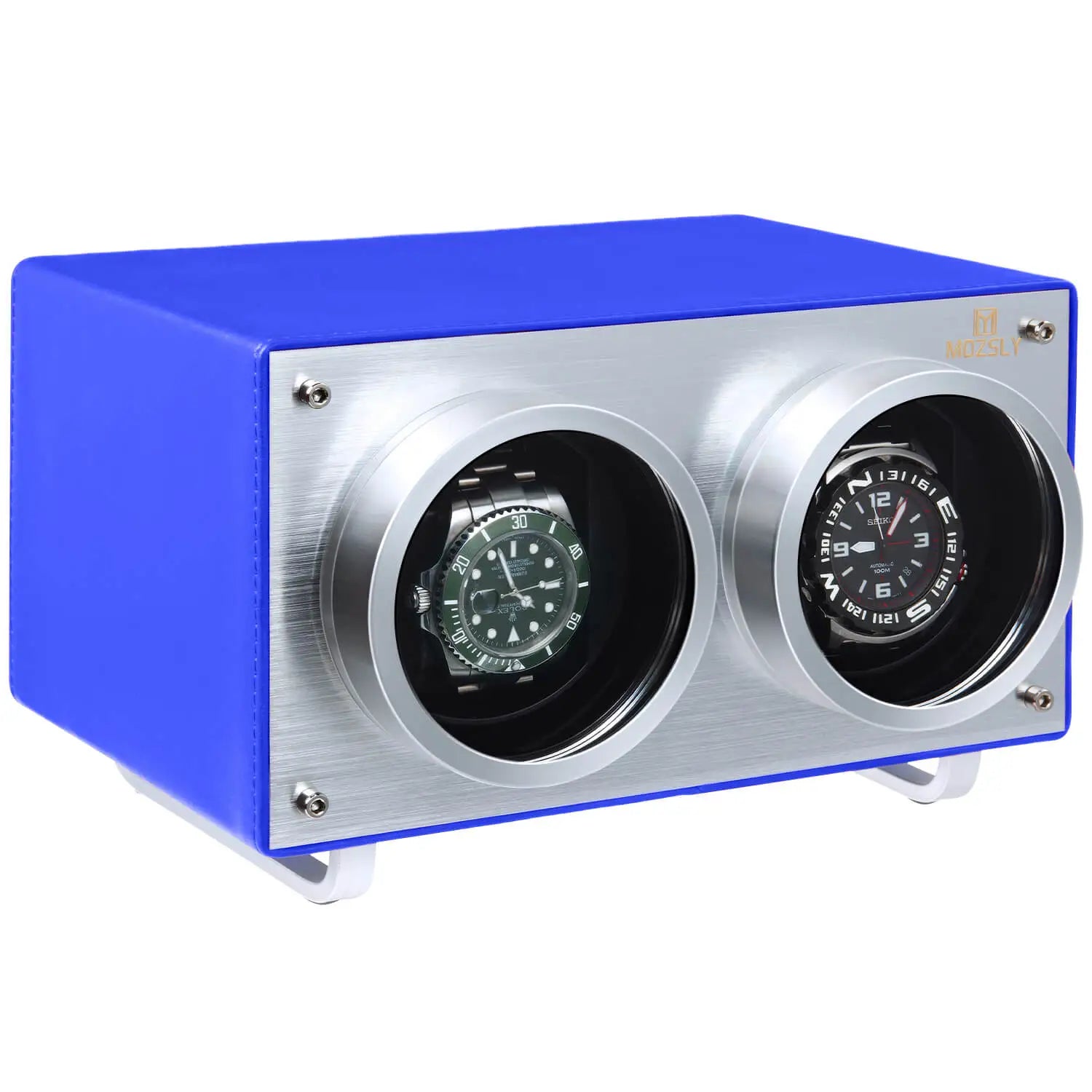 MOZSLY® Double Watch Winder - Blue Leather_01 Main image