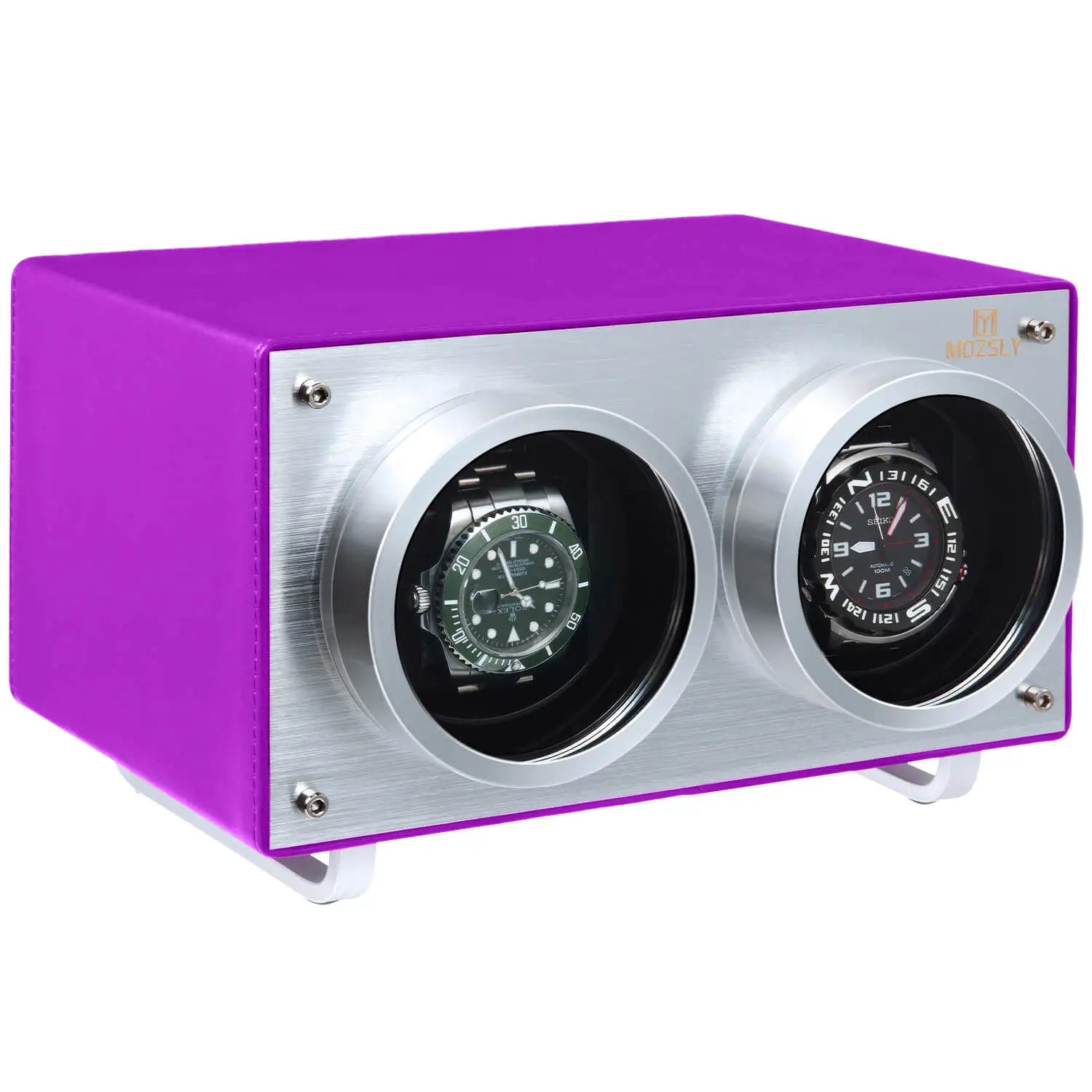 MOZSLY® Double Watch Winder - Purple Leather -- Mozsly Main image