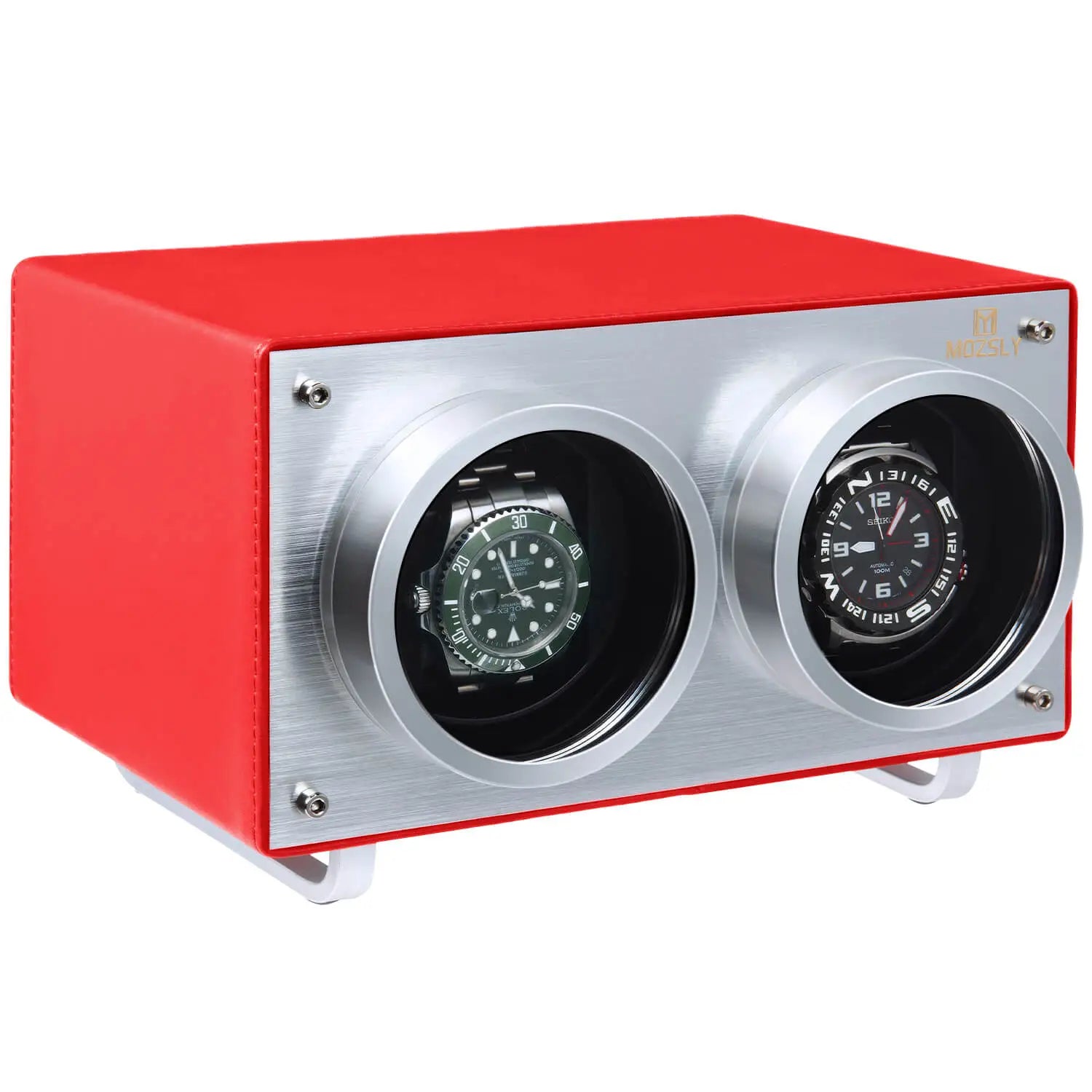 MOZSLY® Double Watch Winder - Red Leather_01 Main image