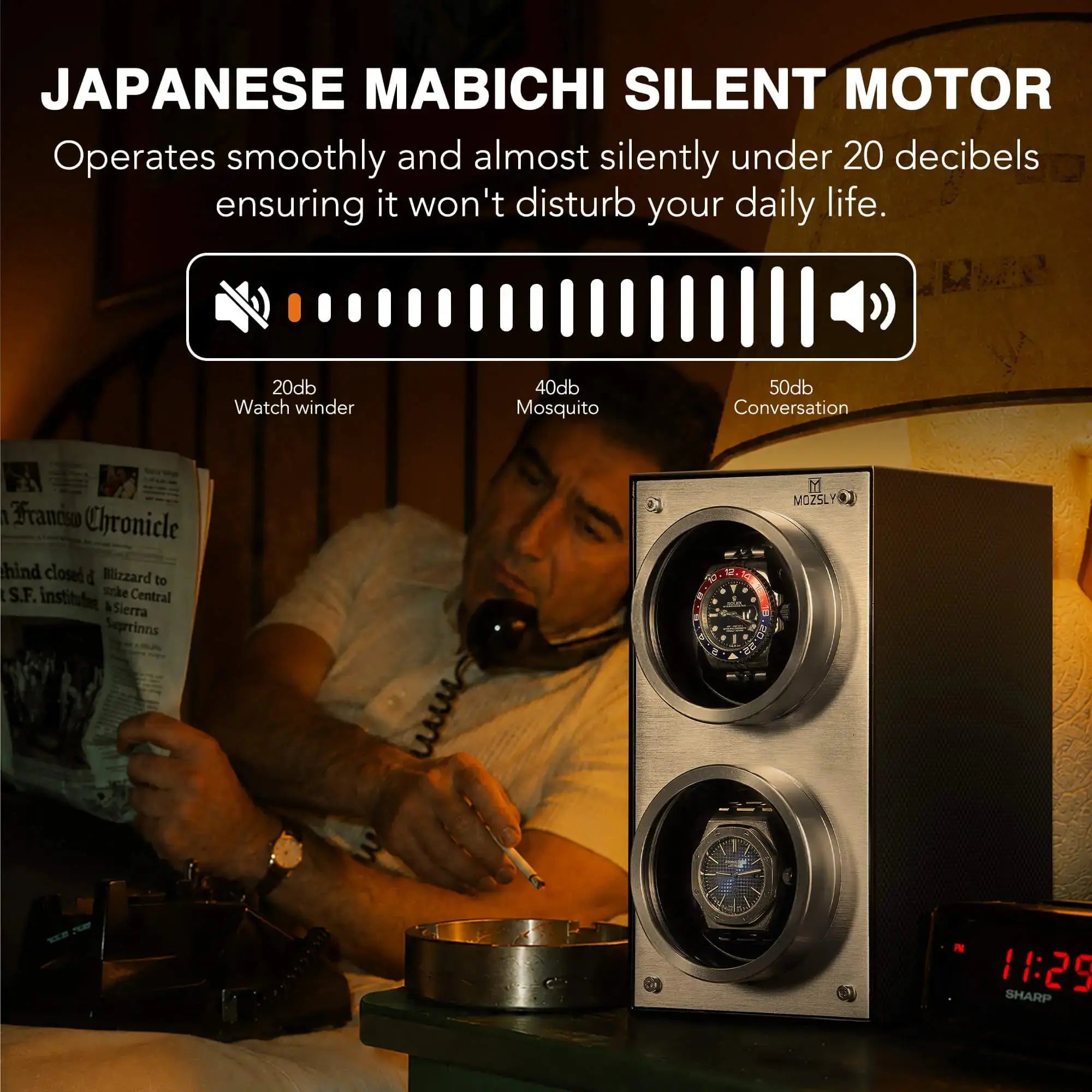 MOZSLY® Double Watch Winder -Black Carbon Brazed Piano Paint_03