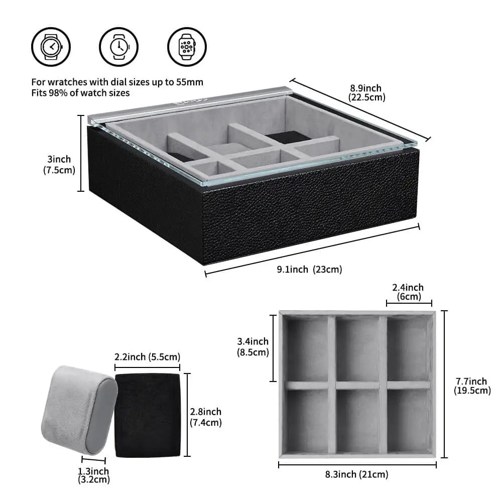 MOZSLY Luxury 6 Watch Display Box-The Architect · NOX_07