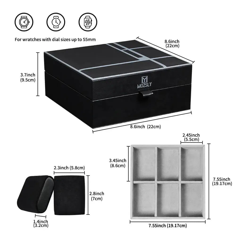 MOZSLY Luxury 6 Watch Storage Box – Berlin Obsidian Black (Artist’s Series)_04