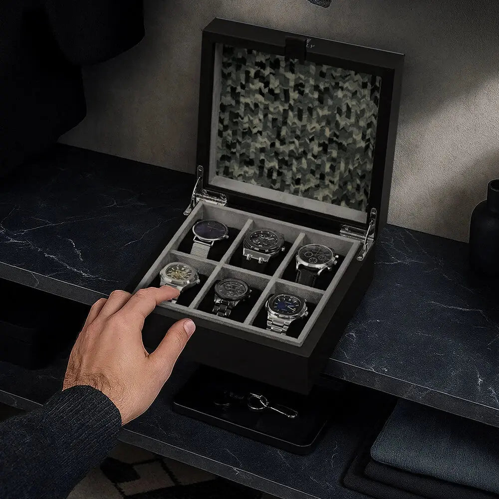 MOZSLY Luxury 6 Watch Storage Box – Berlin Obsidian Black (Artist’s Series)_07