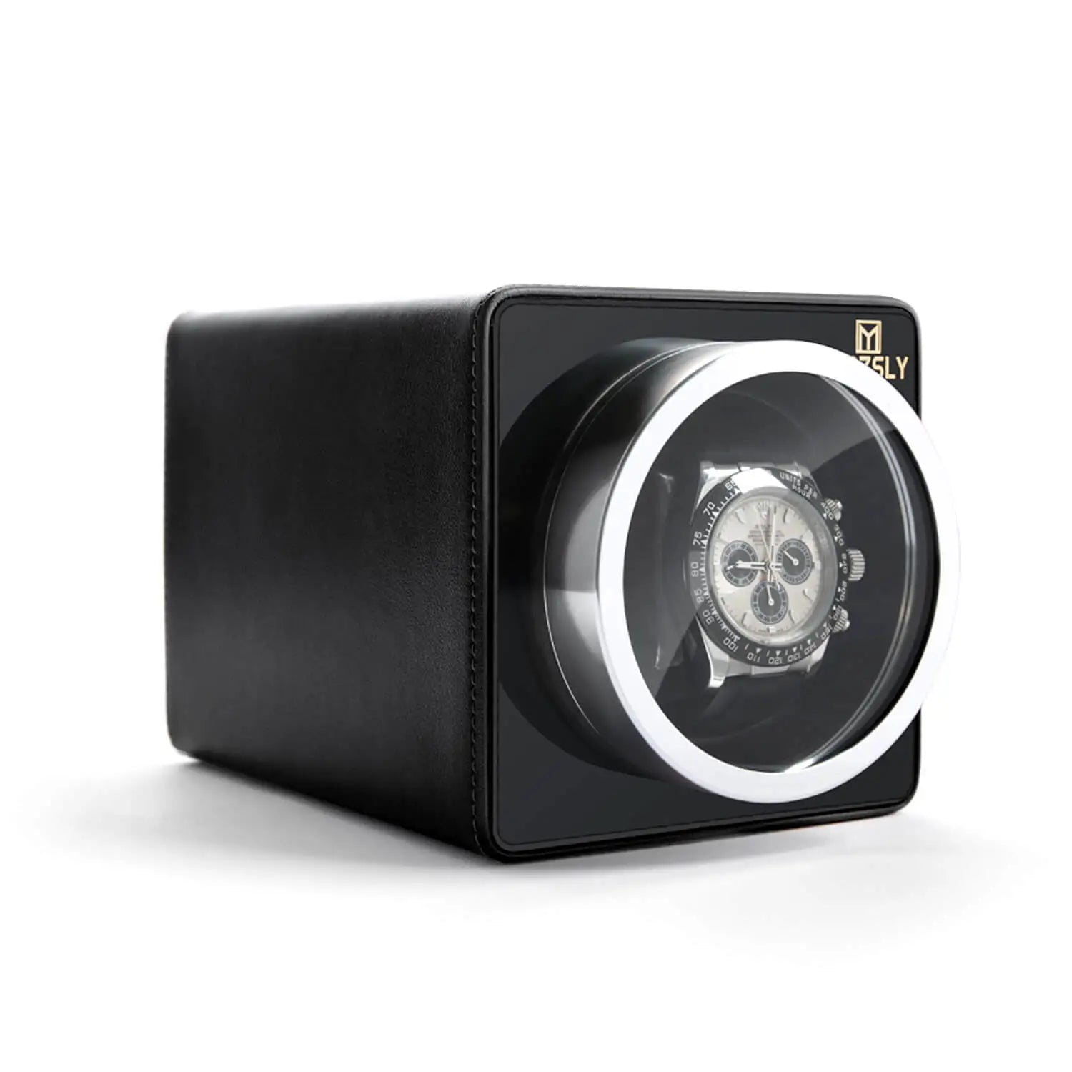 MOZSLY® Single Watch Winder - Black Leather Main image