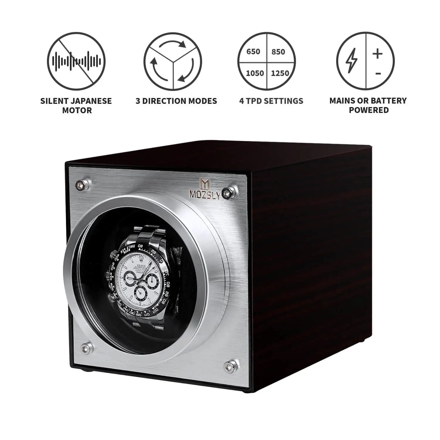 MOZSLY® Single Watch Winder - Classic Wood Grain Paint_02