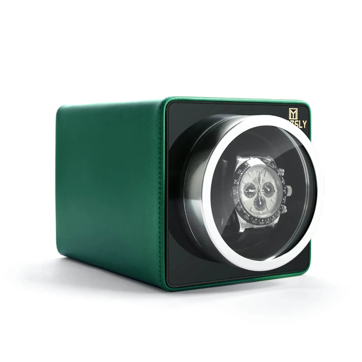 MOZSLY® Single Watch Winder - Green Leather Main image