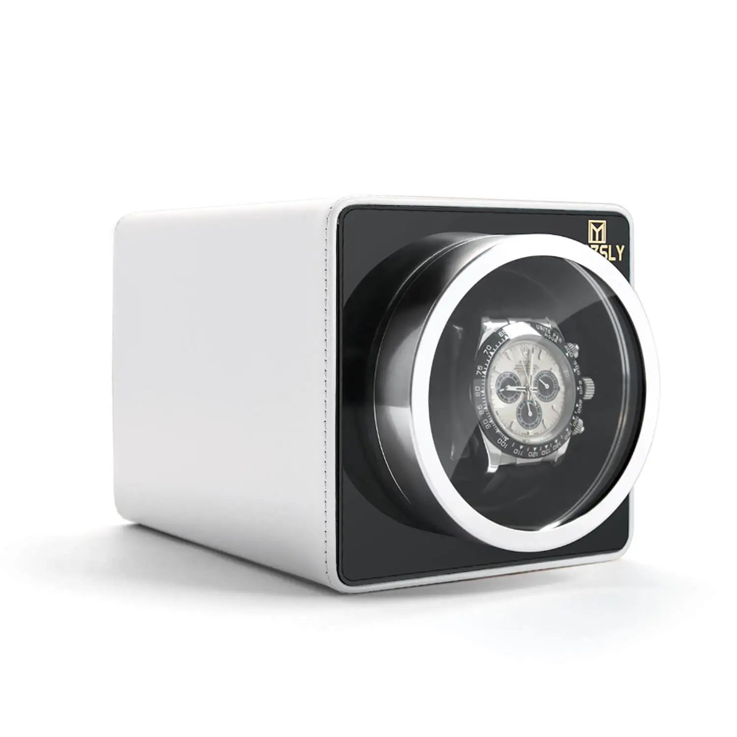 MOZSLY® Single Watch Winder - White Leather Main image