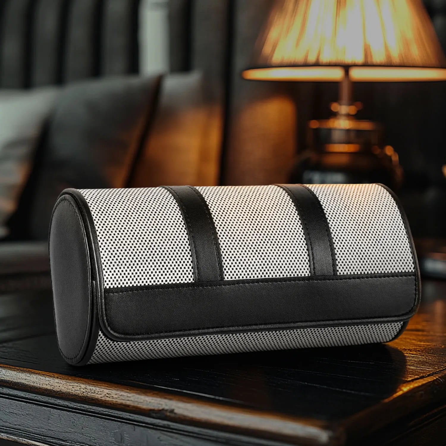 MOZSLY Travel Watch Roll for 3 Watches-Elegant Black-White -Watch Roll- Mozsly