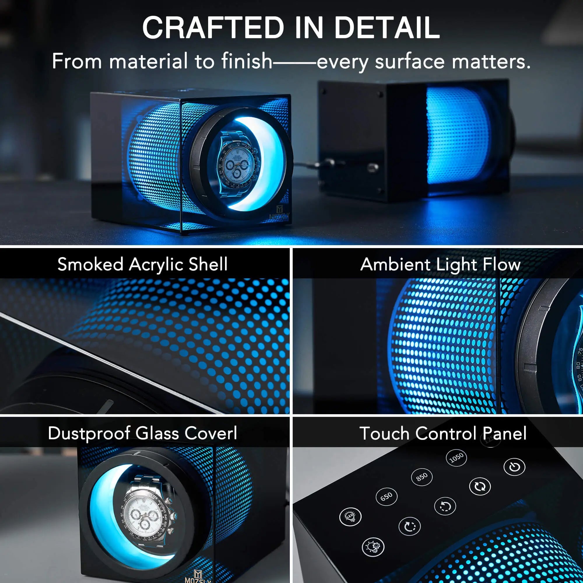 MOZSLY® VISTRA Single Watch Winder -Black MOZSLY