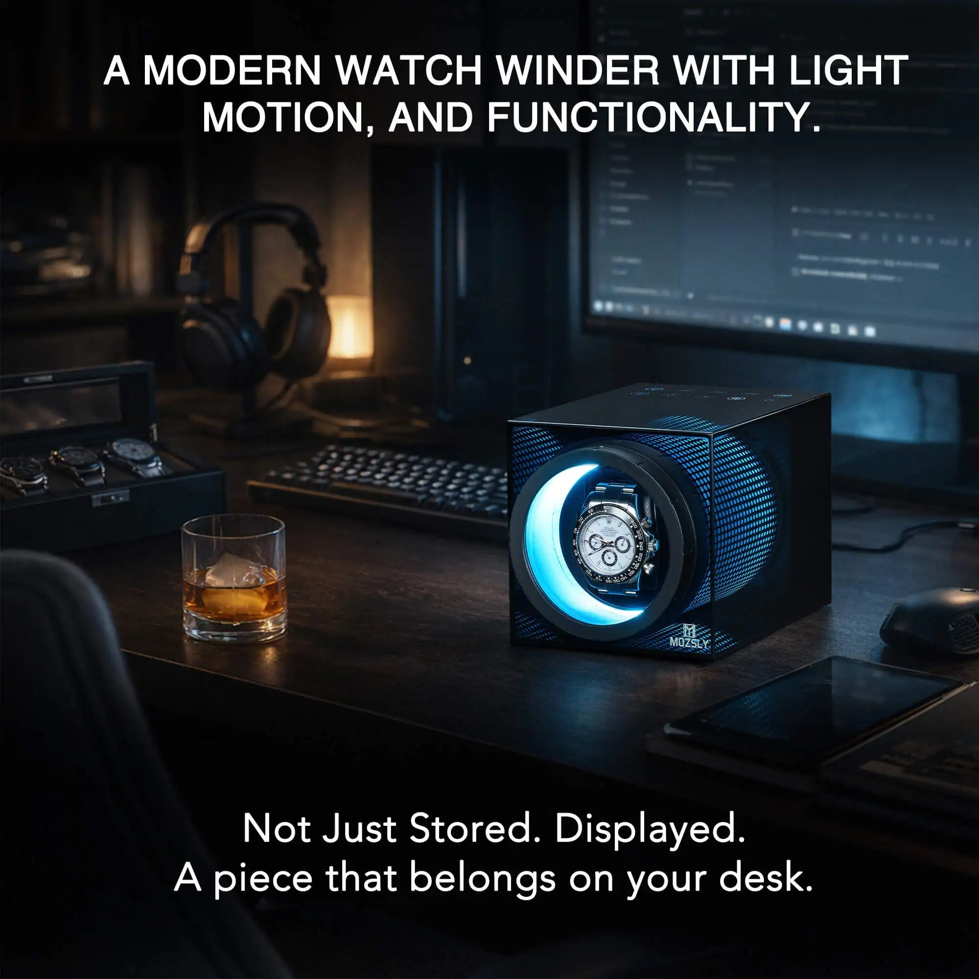 MOZSLY® VISTRA Single Watch Winder -Black Secondary image