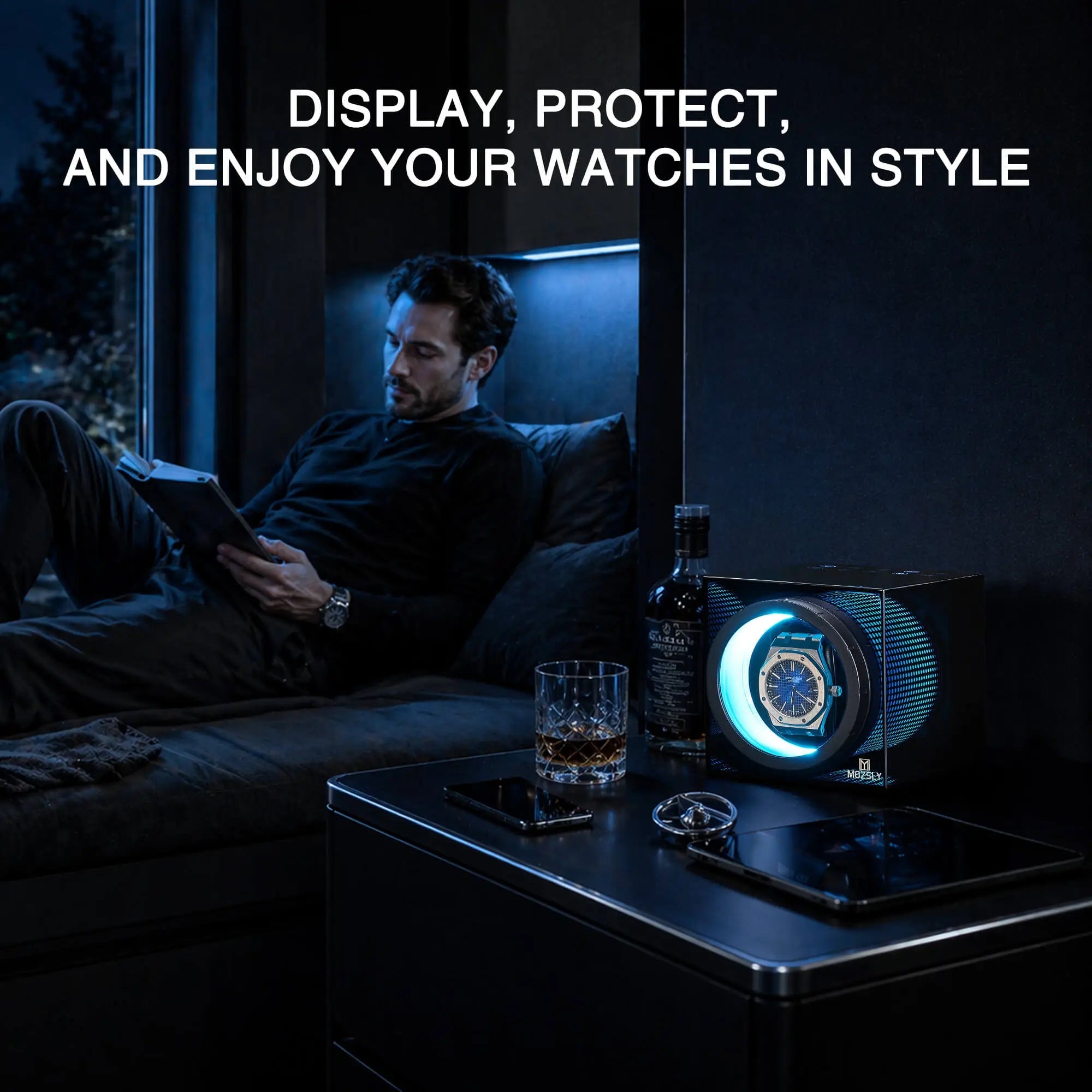 MOZSLY® VISTRA Single Watch Winder -Black MOZSLY