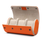 best luxury leather 3 watch roll-Orange_02