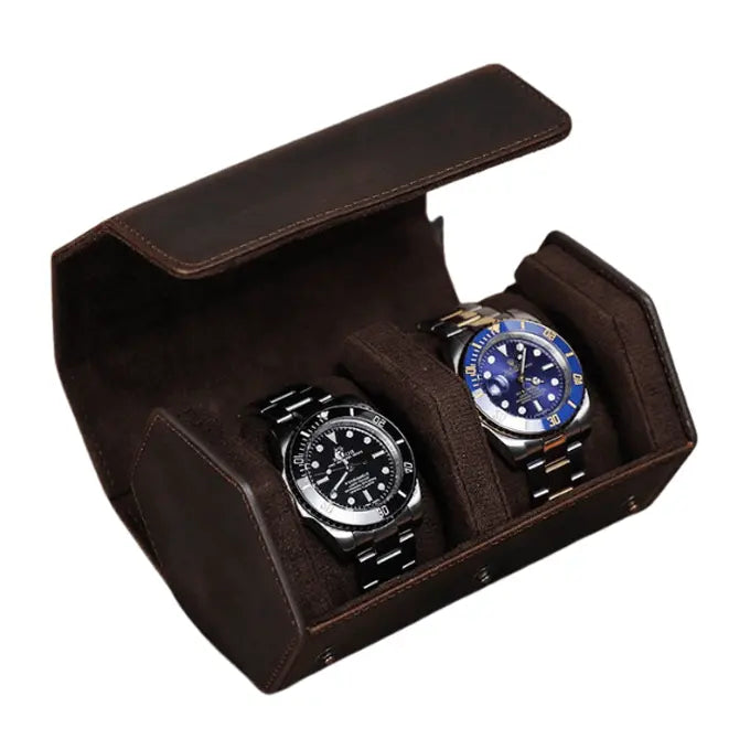 Men's Leather Watch Travel Organizer for 2 Watch -- Mozsly Main image