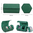 Luxury Green 2 Watch Travel Display Case-MOZSLY-5